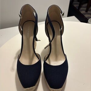 Womens Marc Fisher Teelan Ankle Strap Espadrille Wedges - Baltic Blue, Size 10M